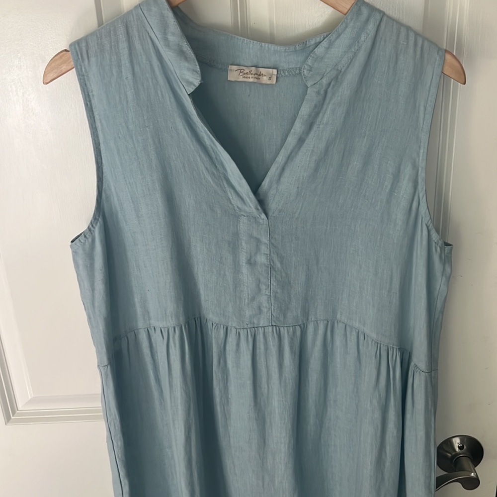 Bellambra Italy Linen Dress LT BLUE TIERED SIZE SMALL - Picture 2 of 7